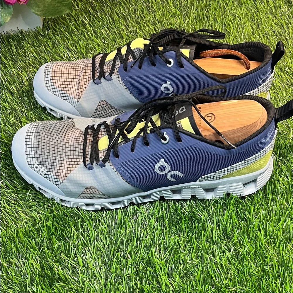 On Running Men's Sneakers in Blue, Gray & Yellow Accent